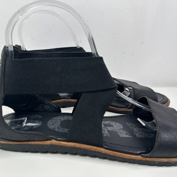 Sorel Women's Black Leather Textile Gladiator Sandals Sz US 9 - Picture 3 of 12